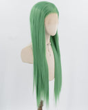 Green Long Straight Synthetic Lace Front Wig WW902