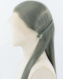 Grey Green Long Straight Synthetic Lace Front Wig WW919