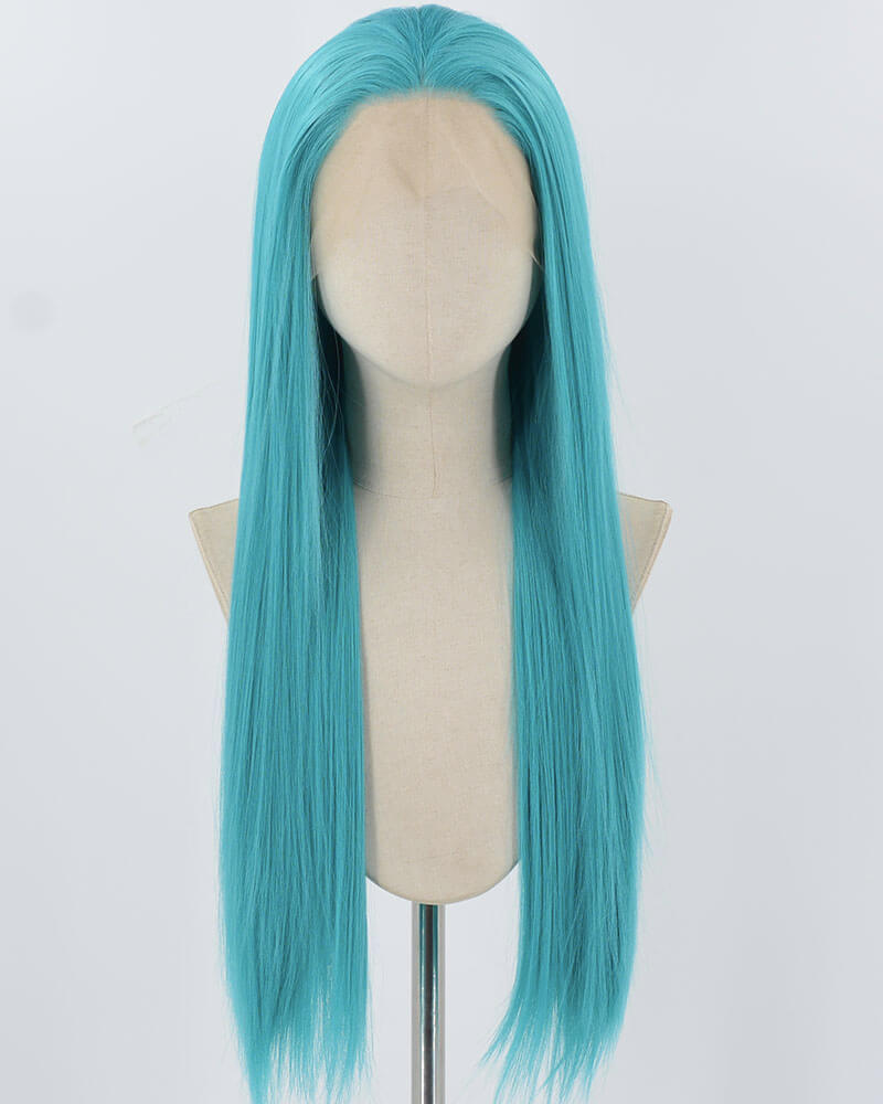 Blue Green Long Straight Synthetic Lace Front Wig WW888