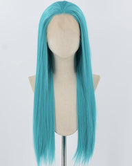 Blue Green Long Straight Synthetic Lace Front Wig WW888