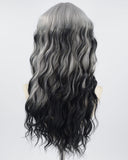 Grey Ombre Black Curly Synthetic Wig HW405