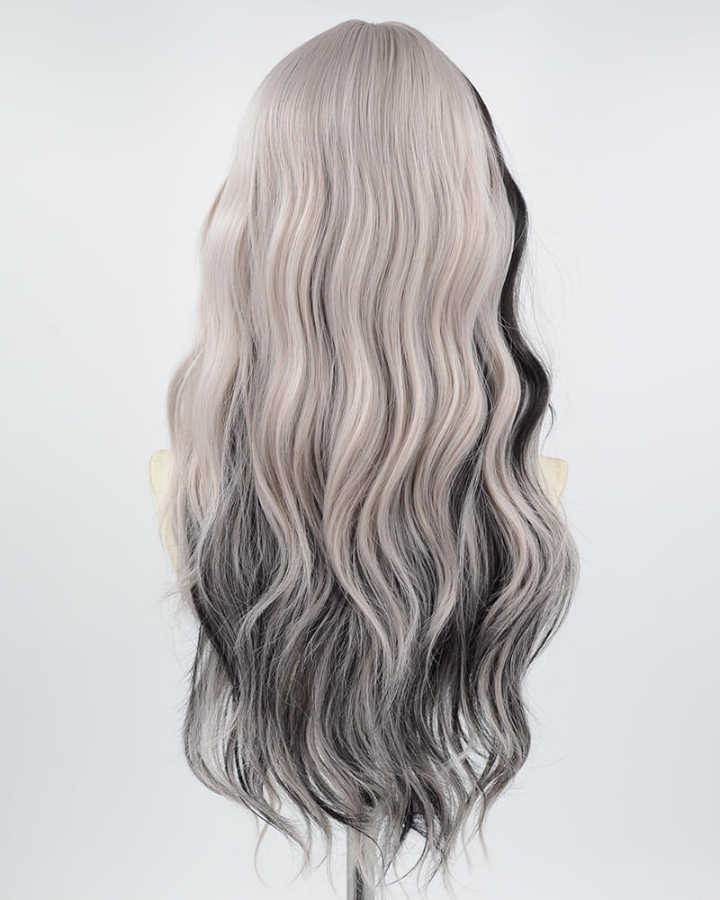 Long Grey Black Synthetic Wig HW295