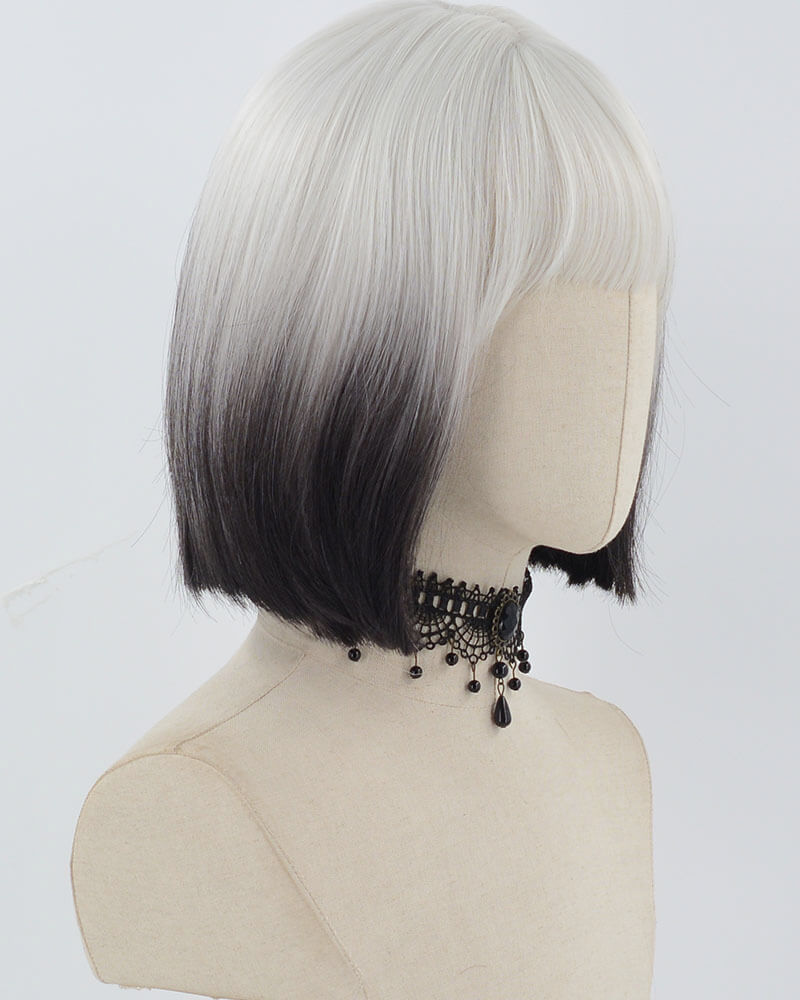 Grey Ombre Black Short Synthetic Wig HW631