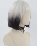 Grey Ombre Black Short Synthetic Wig HW631