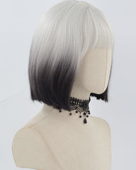 Grey Ombre Black Short Synthetic Wig HW631