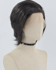 Grey Black Short Synthetic Lace Front Men's Wig MW031