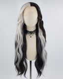 Half Grey Black Long Synthetic Lace Front Wig WW631