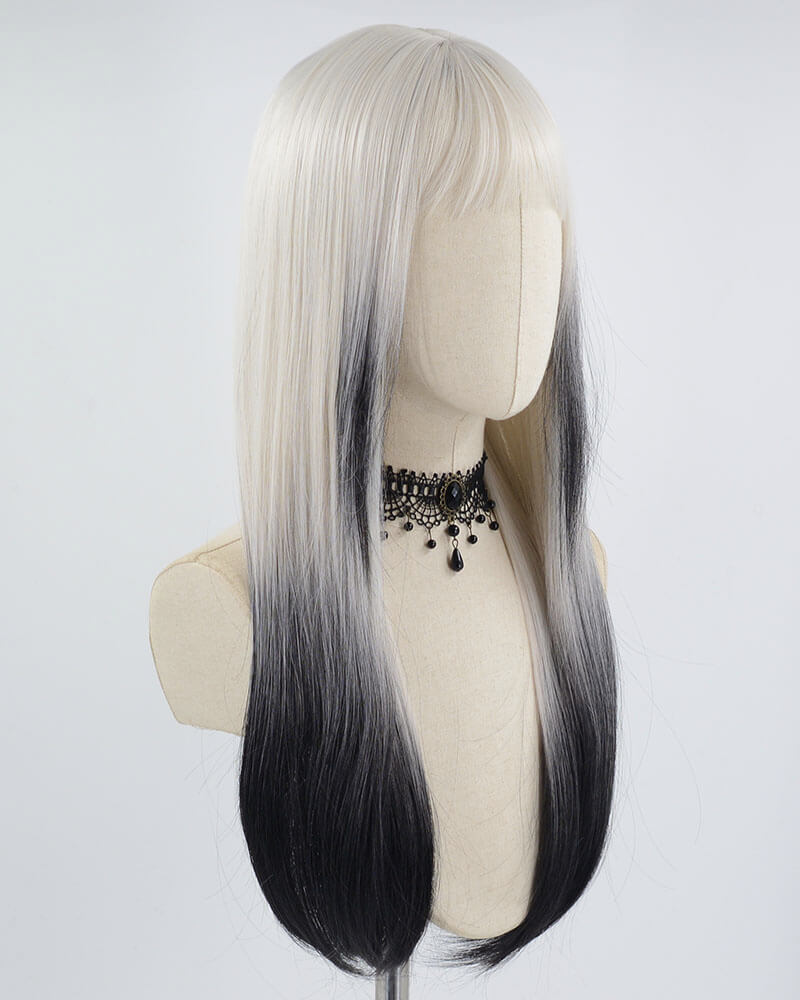 Grey Ombre Black Synthetic Wig HW339
