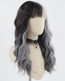Grey Black Wavy Synthetic Wig HW533