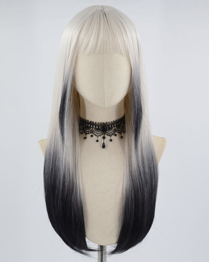 Grey Ombre Black Synthetic Wig HW339