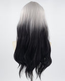 White Grey Ombre Black Synthetic Wigs HW227