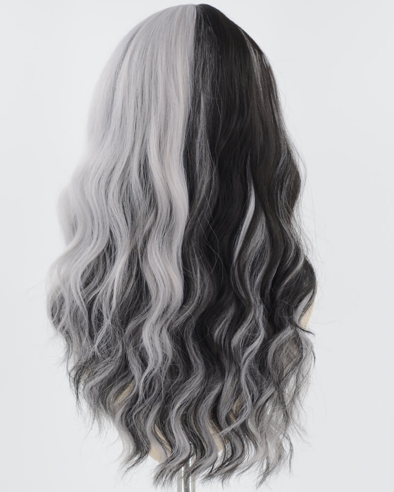 Grey Black Wavy Synthetic Wig HW533