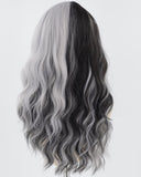 Grey Black Wavy Synthetic Wig HW533