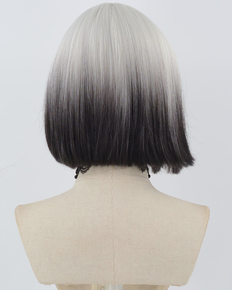 Grey Ombre Black Short Synthetic Wig HW631
