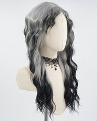 Grey Ombre Black Curly Synthetic Wig HW405