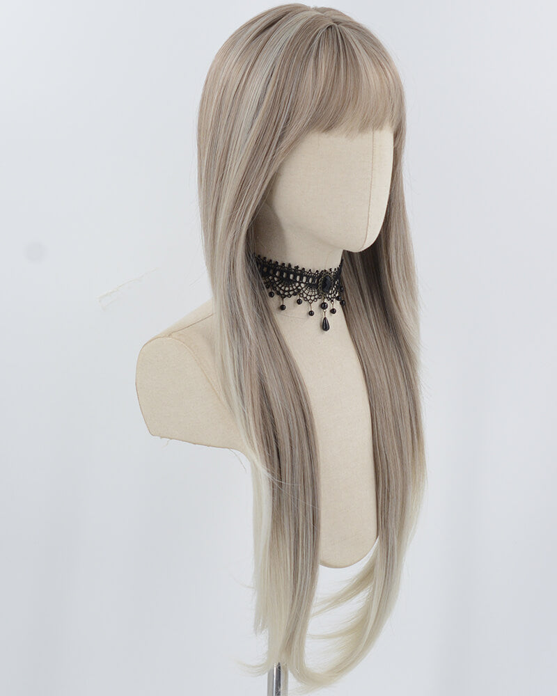30inch Long Grey Ombre Synthetic Wig HW709