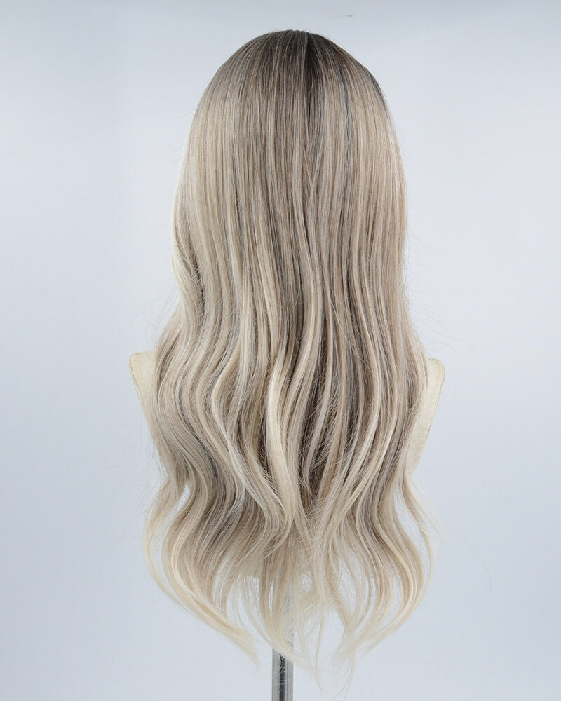 White Streaked Grey Synthetic Wig HW261