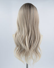 White Streaked Grey Synthetic Wig HW261