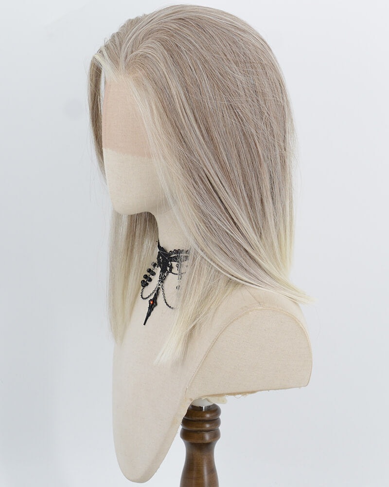 Mixed Grey Blonde Ombre Synthetic Lace Front Wig WW1066