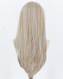 Ash Blonde Highlights White Grey Synthetic Lace Front Wig WW1073