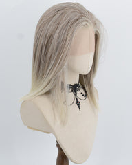 Mixed Grey Blonde Ombre Synthetic Lace Front Wig WW1066