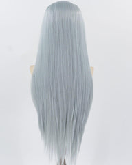 Grey Blue Long Straight Synthetic Lace Front Wig WW908