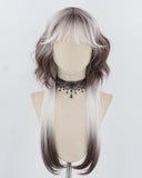 White Grey Ombre Brown Synthetic Wig HW699