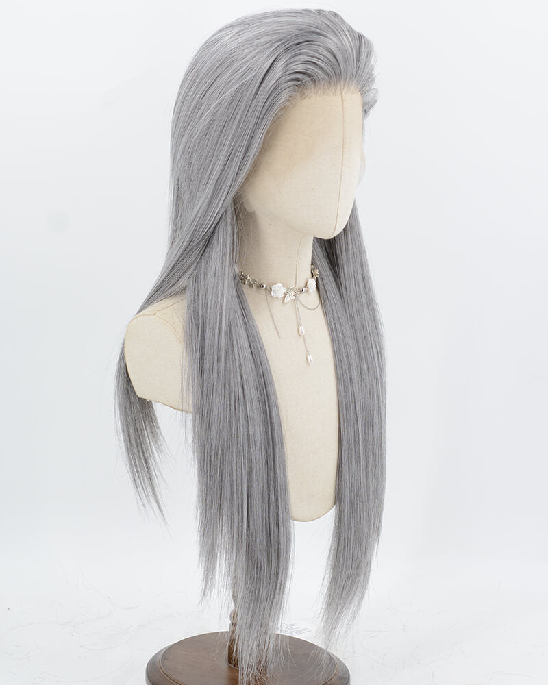 Grey Straight Synthetic Lace Front Wig WW1019