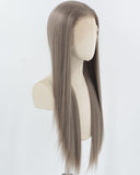 Dark Grey Long Straight Synthetic Lace Front Wig WW916