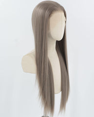 Dark Grey Long Straight Synthetic Lace Front Wig WW916