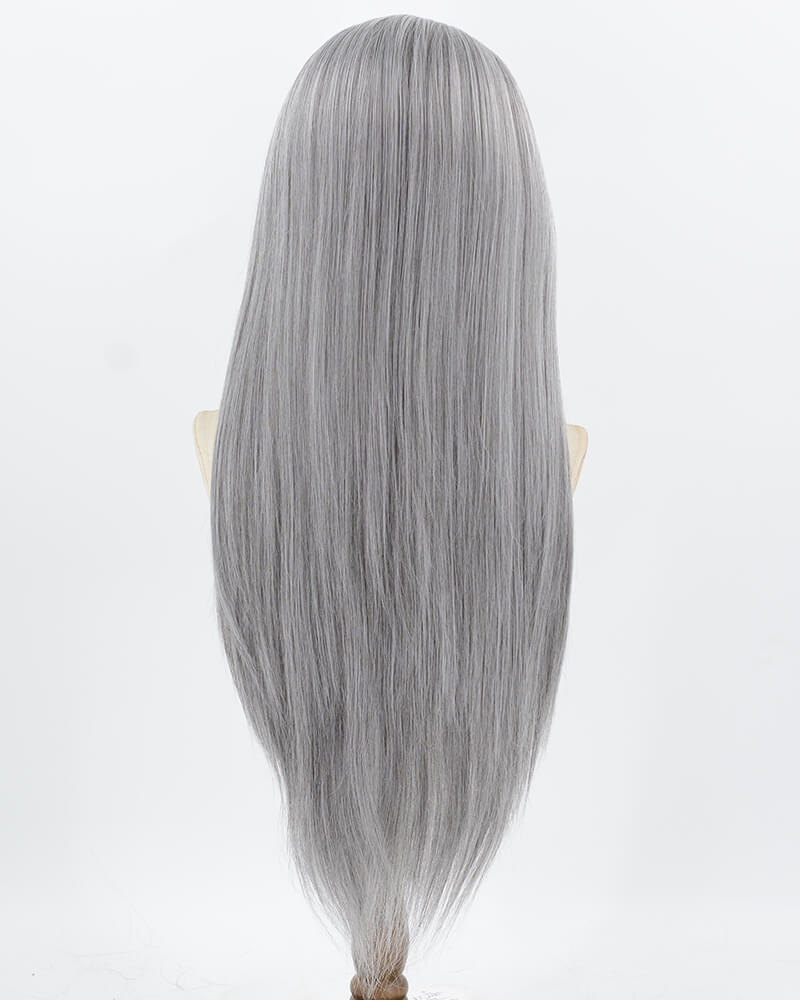 Grey Straight Synthetic Lace Front Wig WW1019