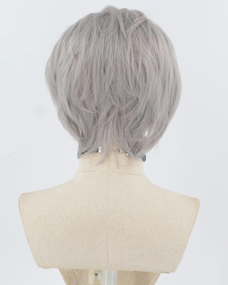 Grey Short Synthetic Lace Front Men's Wig MW045