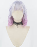 Short Grey Ombre Purple Pink Synthetic Wig HW672