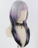 Silver Grey Ombre Purple Synthetic Wig HW568
