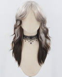 Silver Grey Ombre Brown Wavy Synthetic Wig HW718