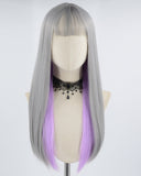 Grey Purple Synthetic Wig HW386