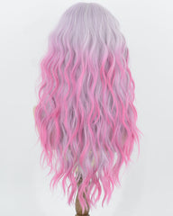 Grey Ombre Purple Curly Synthetic Wig HW875