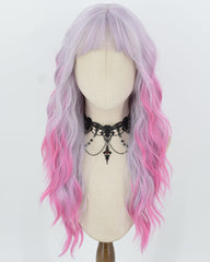 Grey Ombre Purple Curly Synthetic Wig HW875