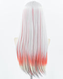 Silver Grey Mixed Red Black Synthetic Wig HW467
