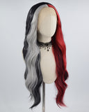Red Grey Black Synthetic Lace Front Wig WW649