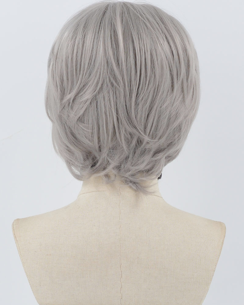 Grey Short Synthetic Lace Front Men's Wig MW024