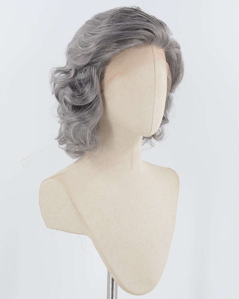 Short Wavy Grey Synthetic Lace Front Wig WW933