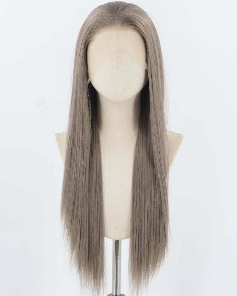 Dark Grey Long Straight Synthetic Lace Front Wig WW916