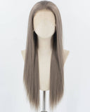 Dark Grey Long Straight Synthetic Lace Front Wig WW916