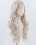 Grey Long Wavy Synthetic Lace Front Wig WW911