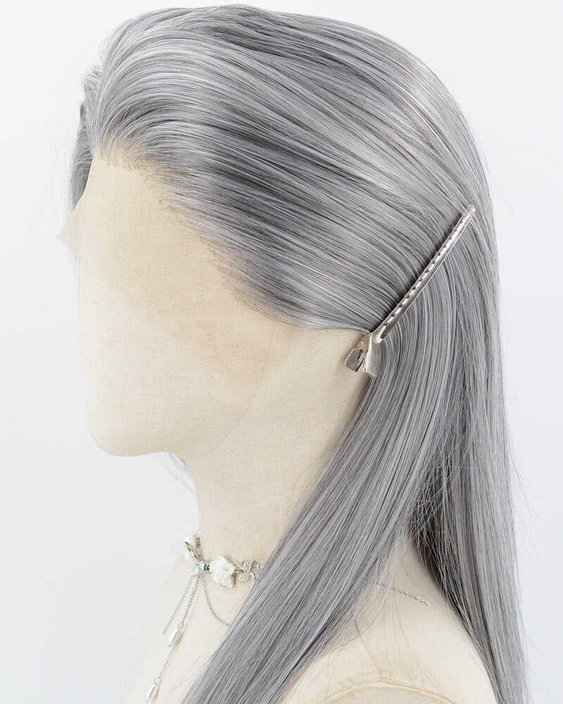 Grey Straight Synthetic Lace Front Wig WW1019