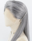 Grey Straight Synthetic Lace Front Wig WW1019