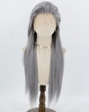 Grey Straight Synthetic Lace Front Wig WW1019