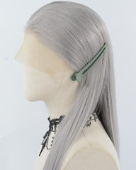 30 Inch Long Dark Grey Synthetic Lace Front Wig WW960