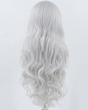 Silver Grey Long Wavy Synthetic Lace Front Wig WW906